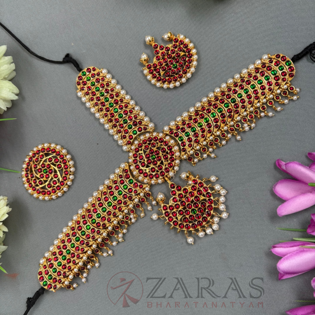 Bharatanatyam Dance Jewellery - Headset Sun Moon RG Kemp Beads CS image 0