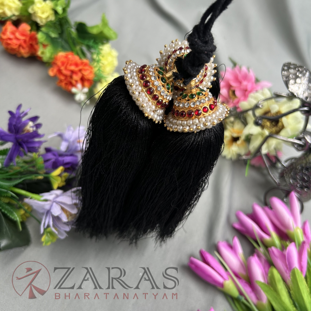 Bharatanatyam Dance Jewellery - Kemp Kunjalam 3 Line Hair Type image 1