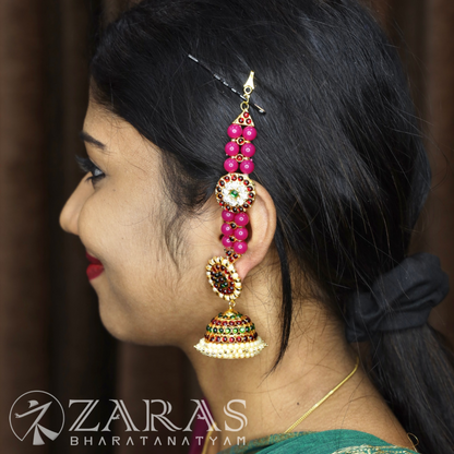 Bharatanatyam Dance Jewellery - Round & Pink balls CS RG Kemp Maatal image 1