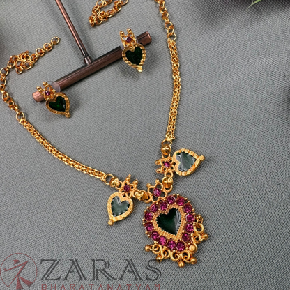 Bharatanatyam Dance Jewellery Necklace - Flower Enamel PS Beads with Kammal image 1