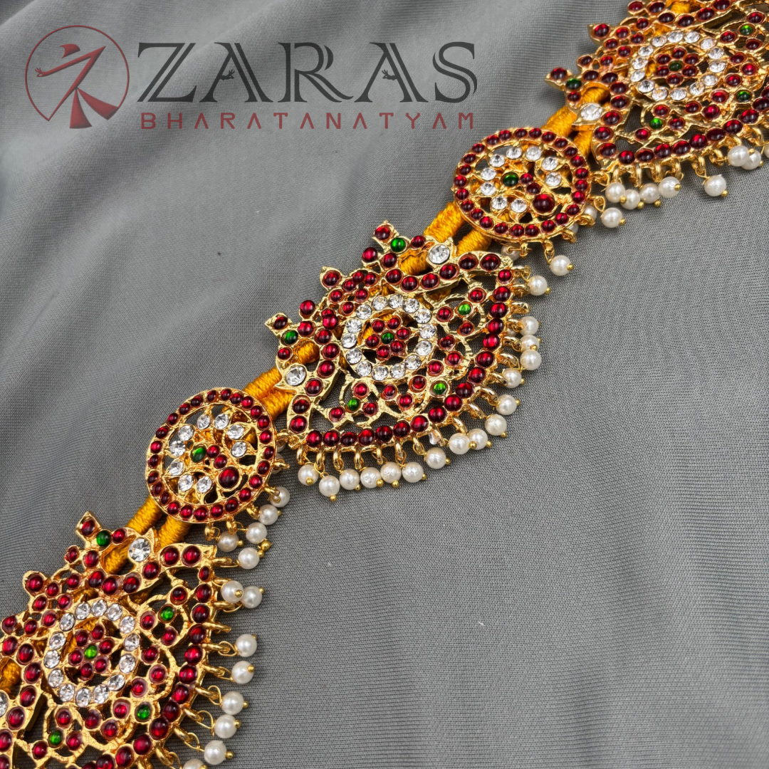 Bharatanatyam Dance Jewellery - Peacock RG CS Hip Belt Kemp Thread (Ottiyanam) image 2