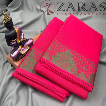 Bharatanatyam Dance Practice Saree - Pink Green Veena Border image 1