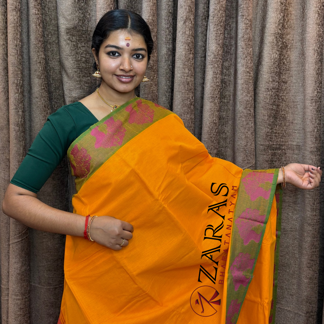 Bharatanatyam Dance Practice Saree - M Yellow Gr Salangai Border image 0