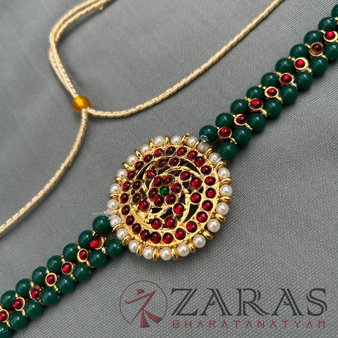 Bharatanatyam Dance Jewellery - Necklace Green Pearls RG Kemp Choker Type image 2