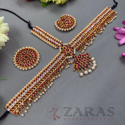 Bharatanatyam Dance Jewellery - Headset S Leaf RG Kemp Beads CS image 1