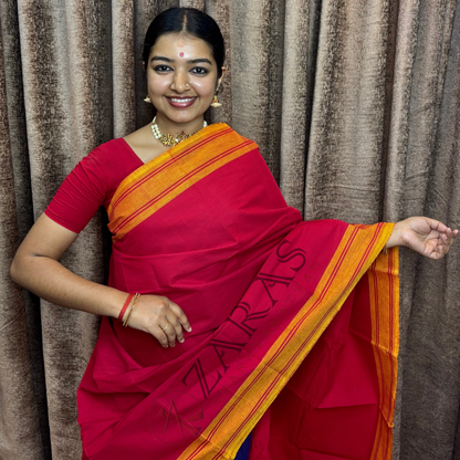 Bharatanatyam Dance Practice Saree - Red Mus Plain Border image 0