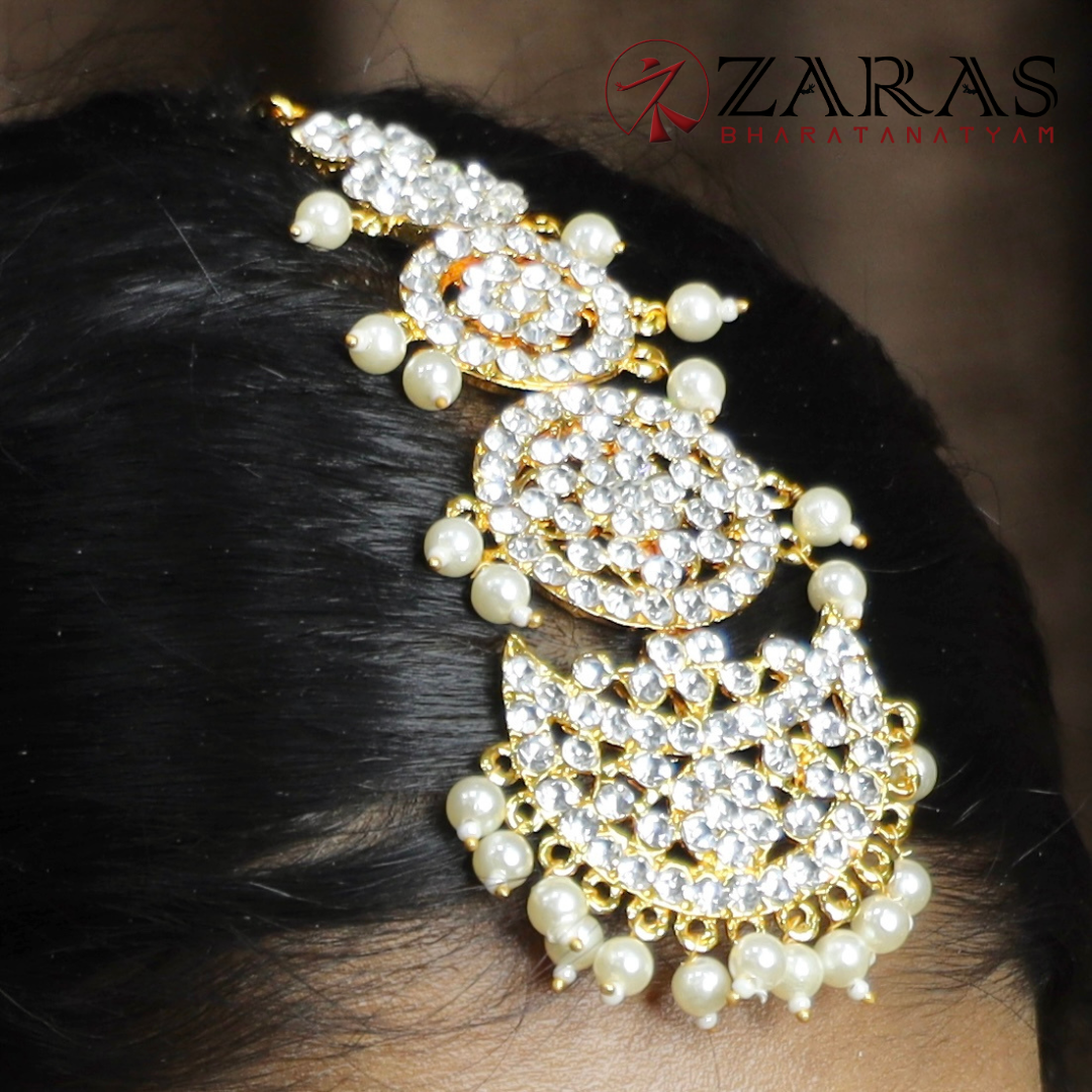 Bharatanatyam Dance Jewellery - Round & Moon Full Stone Netti Chutti image 0