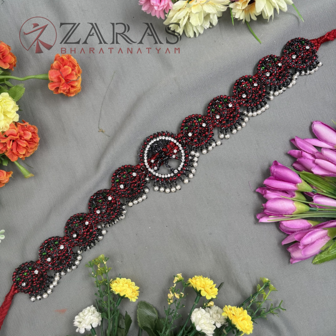 Bharatanatyam Dance Jewellery Black - Peacock RG Kemp CS Hip Belt (Ottiyanam) image 0