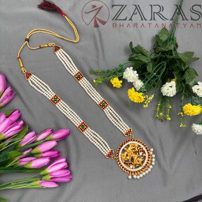 Bharatanatyam Dance Jewellery - Haaram 4 Line Beads & Nadaraj RG Kemp CS image 2