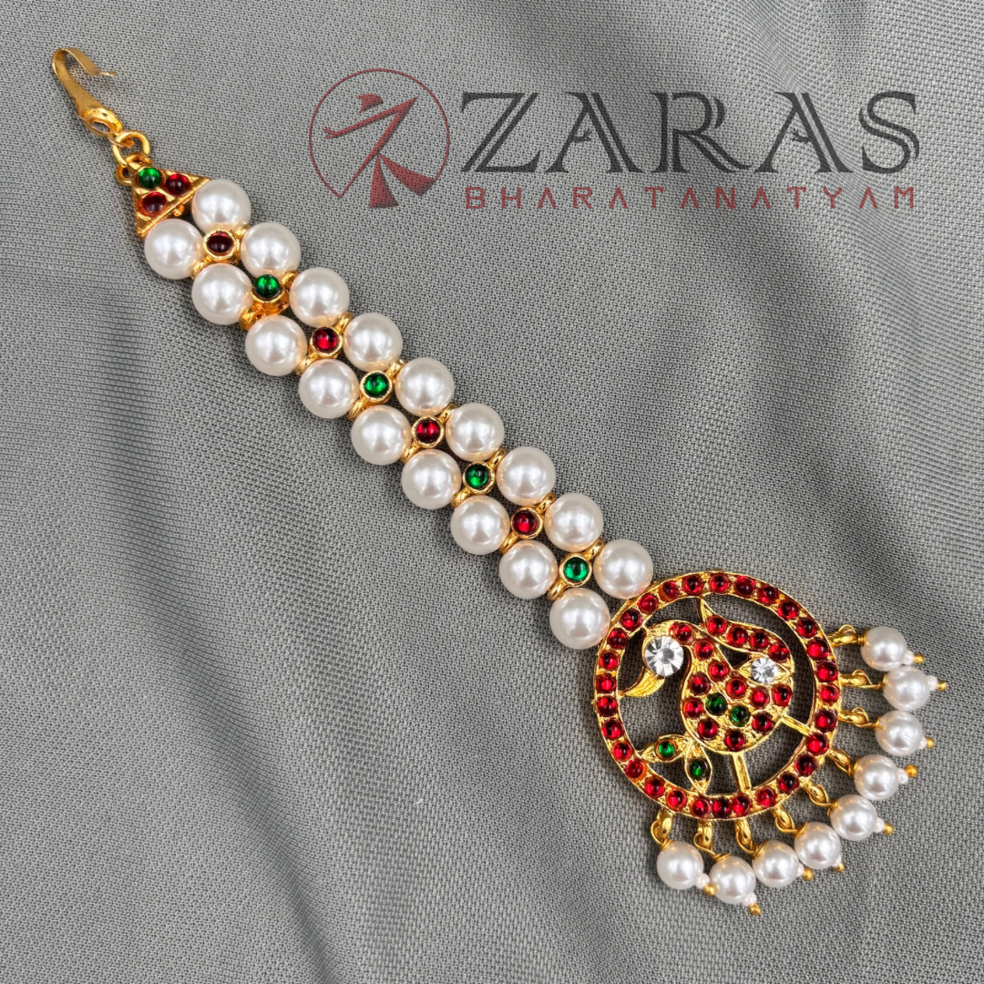 Bharatanatyam Dance Jewellery - R Peacock RG Kemp Netti Chutti 2 Line Pearls image 3