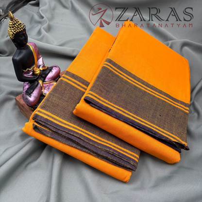 Bharatanatyam Dance Practice Saree - M Yellow with Purple Plain Border image 2