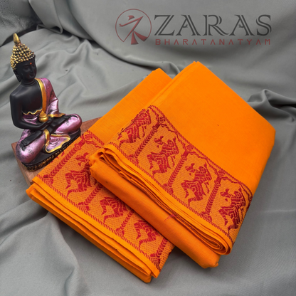 Bharatanatyam Dance Practice Saree - M Yellow Red Doll Border image 2
