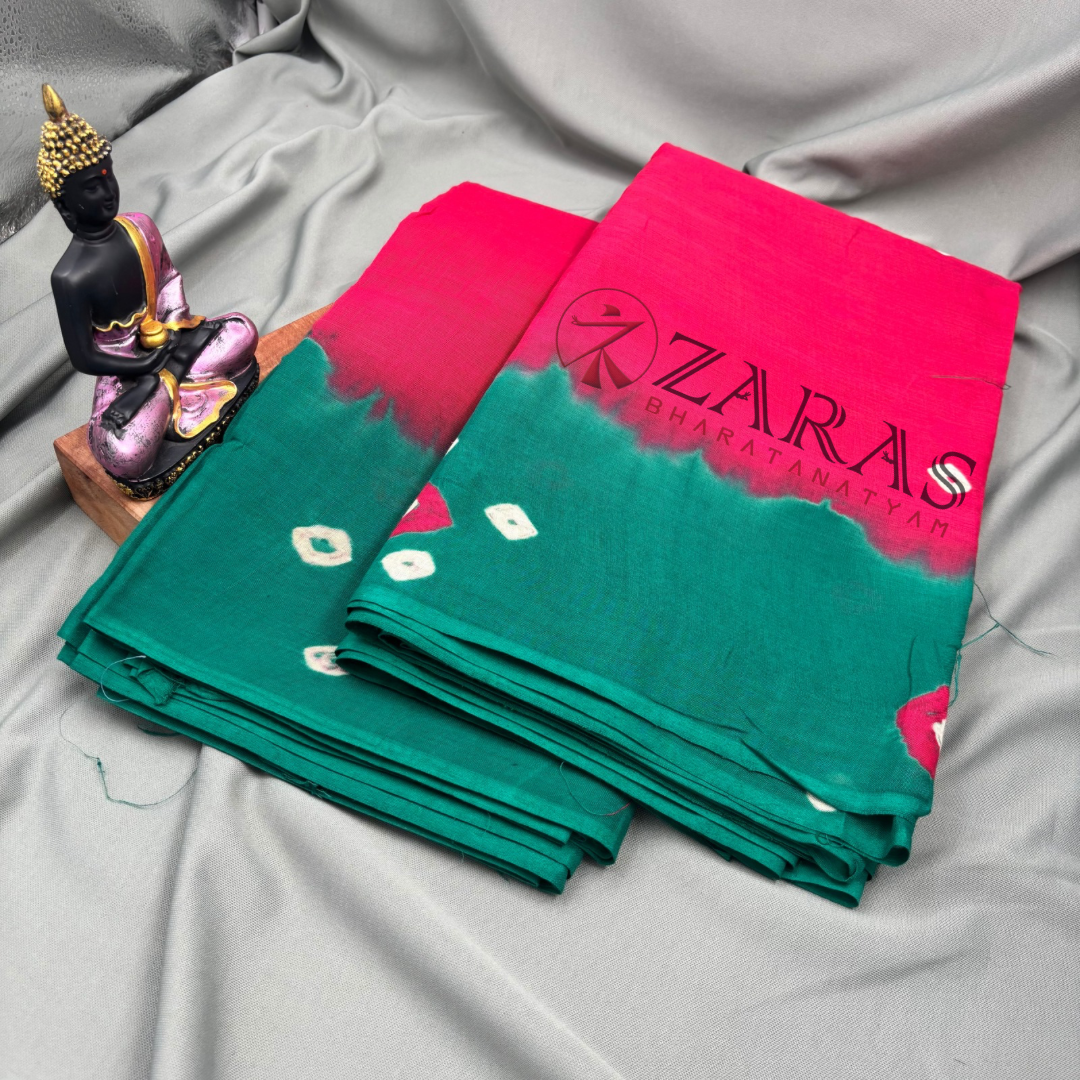 Bharatanatyam Dance Practice Saree - Pink with Green Bandini Saree image 2