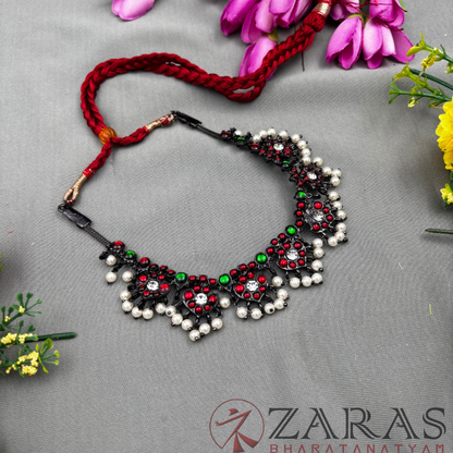 Bharatanatyam Dance Jewellery Black - Necklace Flower RG Kemp CS pearls image 1