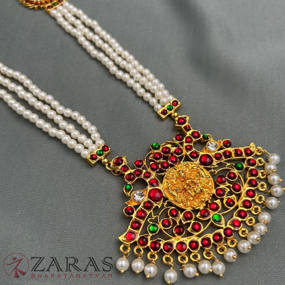 Bharatanatyam Dance Jewellery - 3 Line Beads Lakshmi Pea RG Kemp (Muthu Maalai) image 3