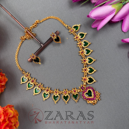 Bharatanatyam Dance Jewellery Necklace - V Enamal with Kammal image 2