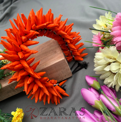 Bharatanatyam Dance Paper Flower - Full Orange Individual Sharp Paper (5 Line) image 2