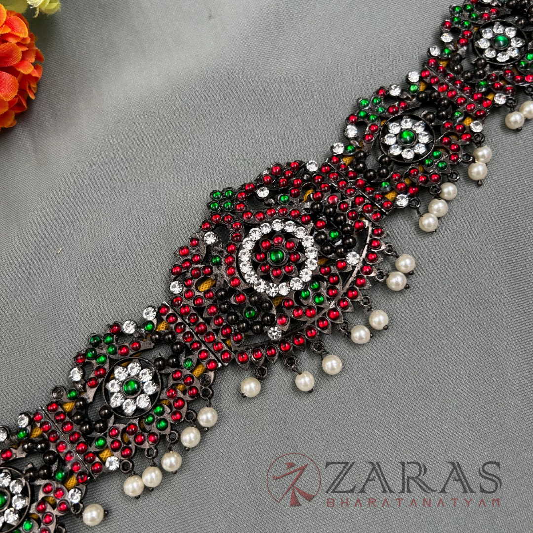 Bharatanatyam Dance Jewellery Black - Peacock RG Kemp CS Hip Belt (Ottiyanam) image 2