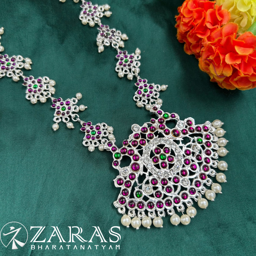 Bharatanatyam Dance Silver Jewellery - Haaram Pea Padak Beads PG Kemp CS image 1