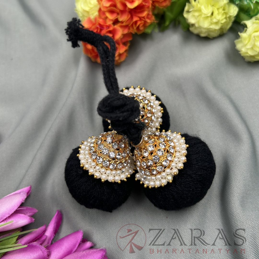 Bharatanatyam Dance Jewellery - W Stone Kunjalam 3 Line Thread Type image 2