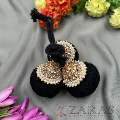 Bharatanatyam Dance Jewellery - W Stone Kunjalam 3 Line Thread Type image 2