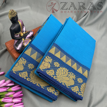 Bharatanatyam Dance Practice Saree - Blue with D Blue Temple Border image 1