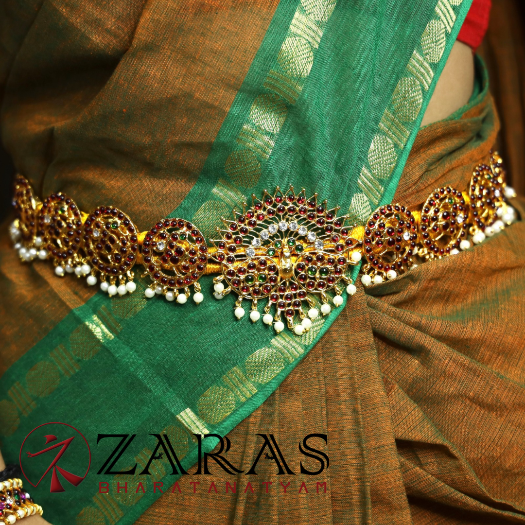 Bharatanatyam Dance Jewellery - Peacock R Hip Belt RG CS Kemp (Ottiyanam) image 0