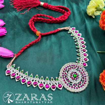 Bharatanatyam Dance Silver Jewellery - Round & S Manga Necklace PG Kemp CS image 2