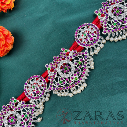 Bharatanatyam Dance Silver Jewellery - Peacock Padak PG Kemp Hip Belt CS (Ottiyanam) image 1