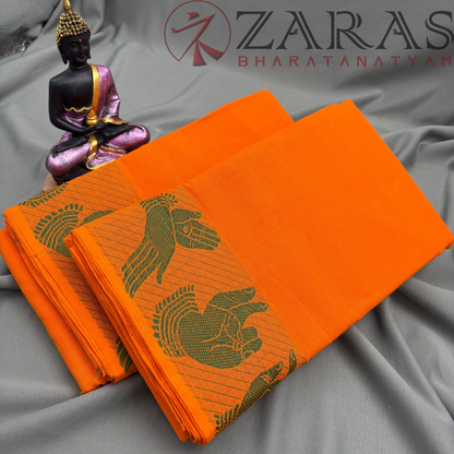 Bharatanatyam Dance Practice Saree - M Yellow Green Mudra Border image 2