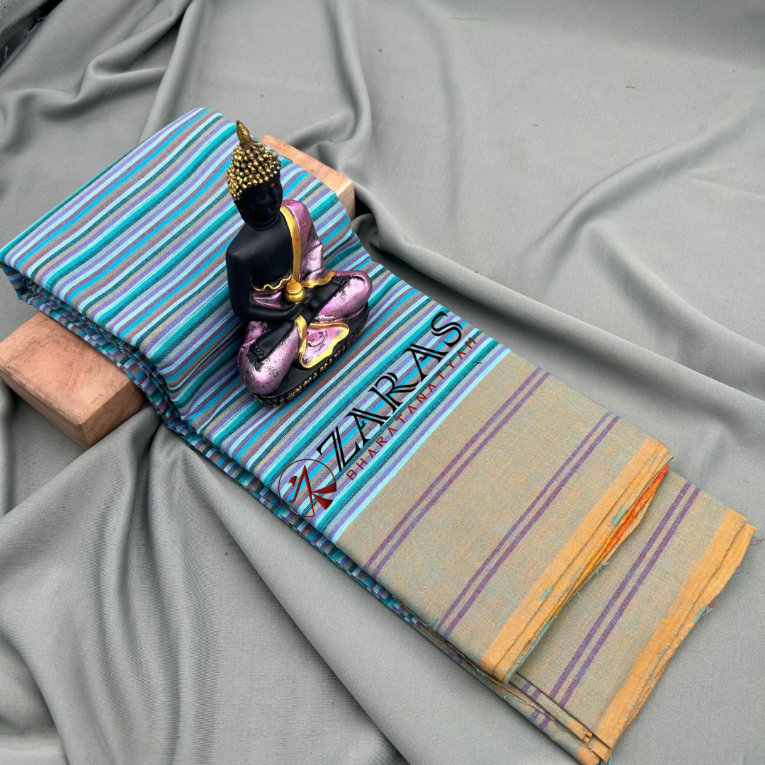 Bharatanatyam Dance Practice Saree - L Blue Mix Plain Border image 0