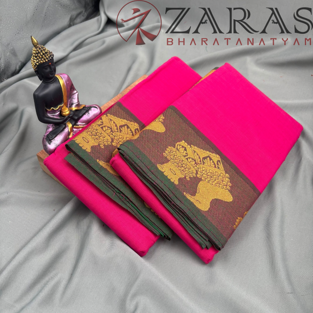 Bharatanatyam Dance Practice Saree - Pink GR Gold Salangai Border image 2