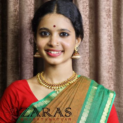 Bharatanatyam Dance Jewellery - Necklace Thilagam Design Red Kemp T image 1