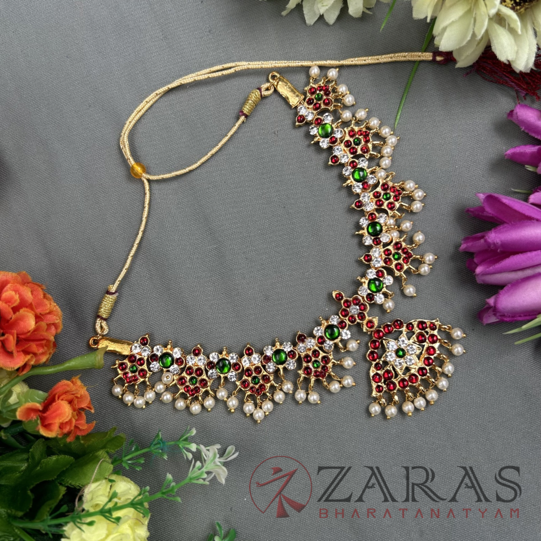 Bharatanatyam Dance Jewellery Necklace - Flower RG Kemp Beads image 0
