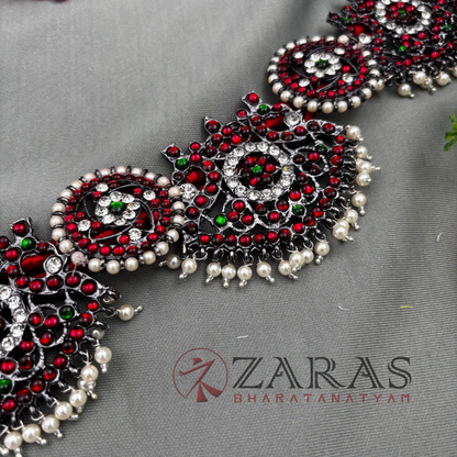 Bharatanatyam Dance Jewellery Black - Padak with Round Kemp CS Hip Belt (Ottiyanam) image 0