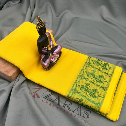 Bharatanatyam Dance Practice Saree - Lemon Yellow Doll Border image 0