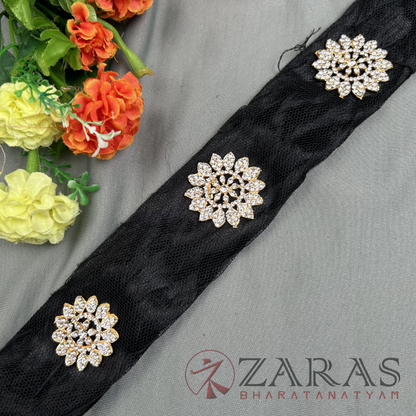Bharatanatyam Dance Jewellery - Stone Jada Set Ro Flower with Hair Kunjalam image 1