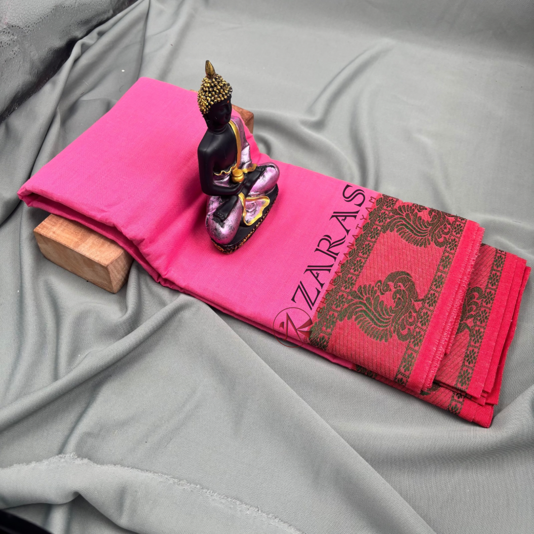 Bharatanatyam Dance Practice Saree - Baby Pink Green Peacock Border image 2