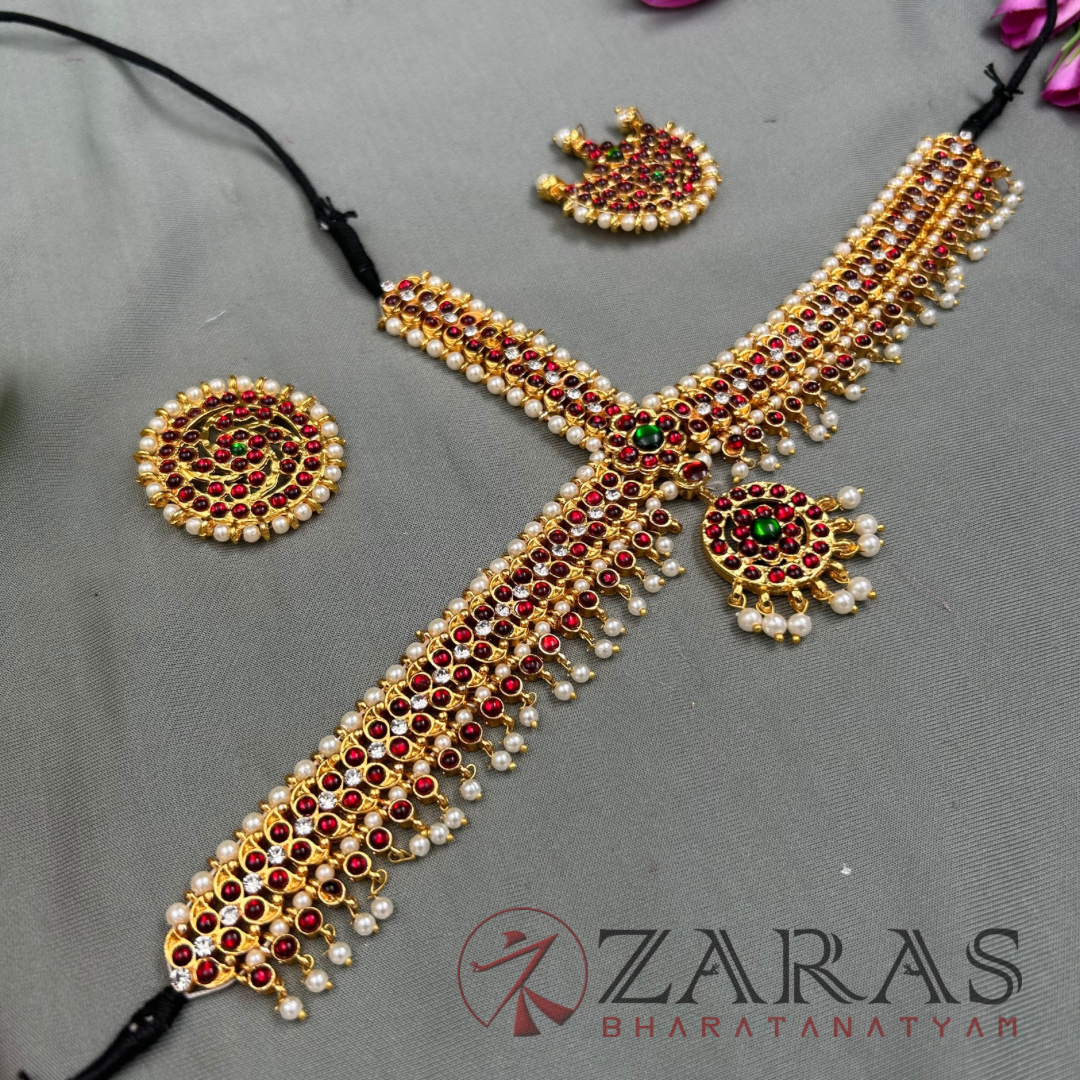 Bharatanatyam Dance Jewellery - Headset D Manga RG Kemp Beads CS Me image 2