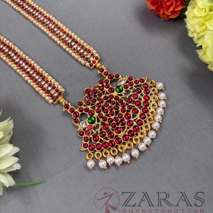 Bharatanatyam Dance Jewellery Haaram - Sow Padak RG Kemp Maalai / Long Beads image 1