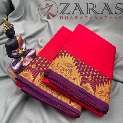 Bharatanatyam Dance Practice Saree - Red Violet Veena Border image 2