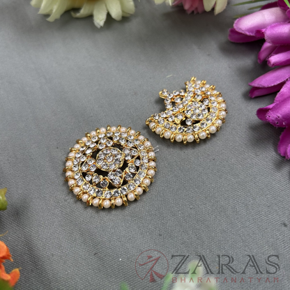 Bharatanatyam Dance Jewellery - Sun & Moon White Stone image 1