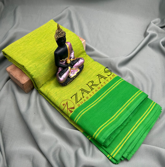 Bharatanatyam Dance Practice Saree - B Green with Green Plain Border image 0