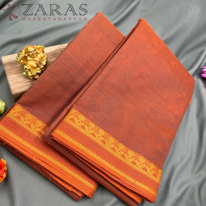 Bharatanatyam Dance Practice Saree - Orange with Black Mix S Temple Border (6mtr) image 1