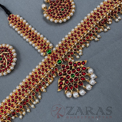 Bharatanatyam Dance Jewellery - Headset C Leaf RG Kemp Beads CS image 2