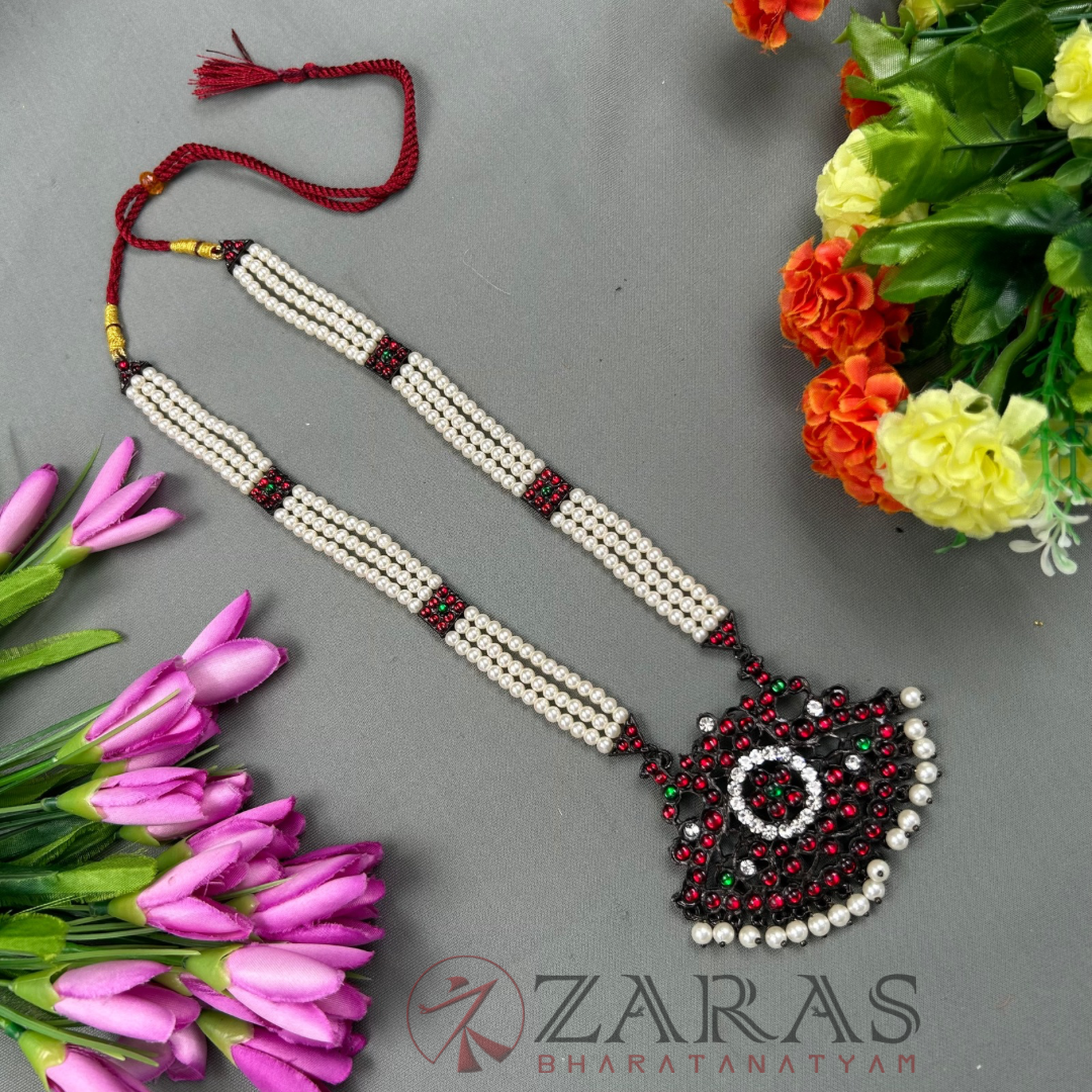 Bharatanatyam Dance Jewellery Black - 3 Line Box Padak RG Kemp CS Beads Haaram image 0