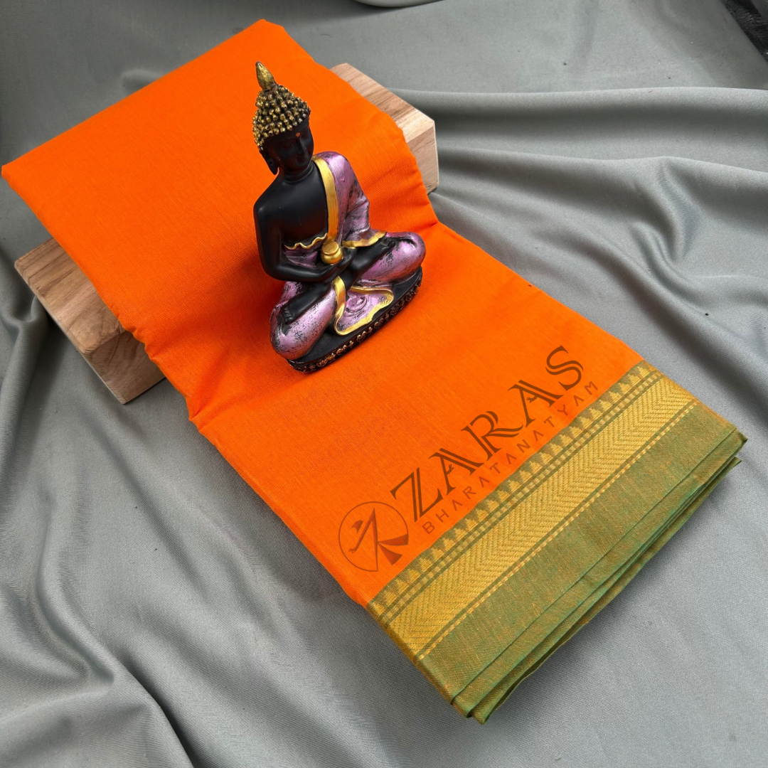 Bharatanatyam Dance Practice Saree - M Yellow with Green Thilagam Border image 0