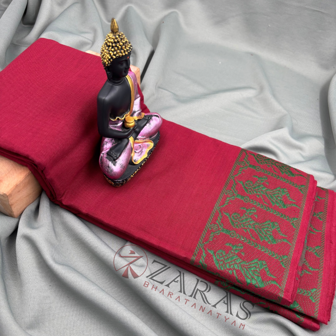 Bharatanatyam Dance Practice Saree - L Maroon Green Doll Border image 0