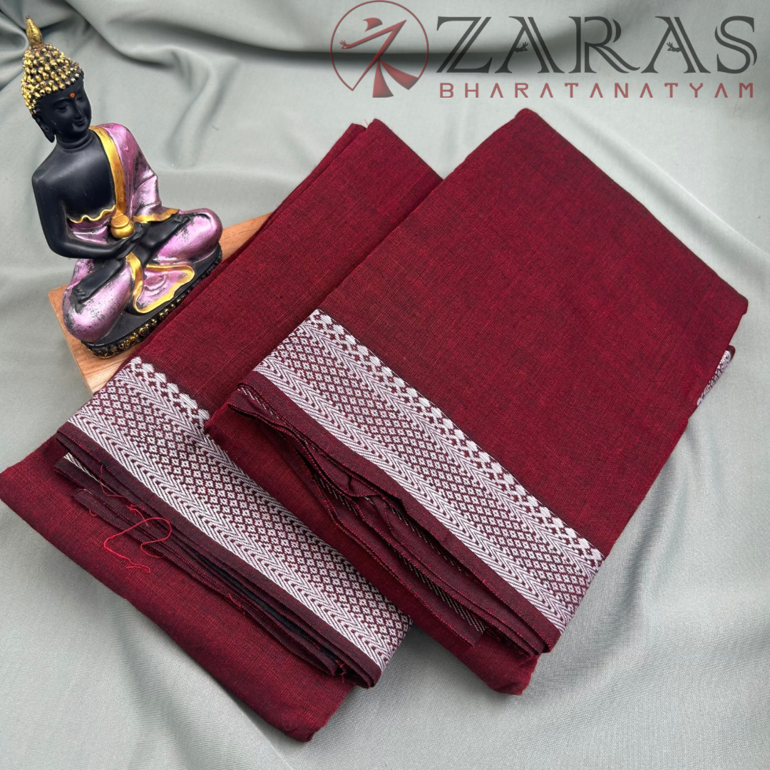 Bharatanatyam Dance Practice Saree - Maroon with White Gopuram Border image 1