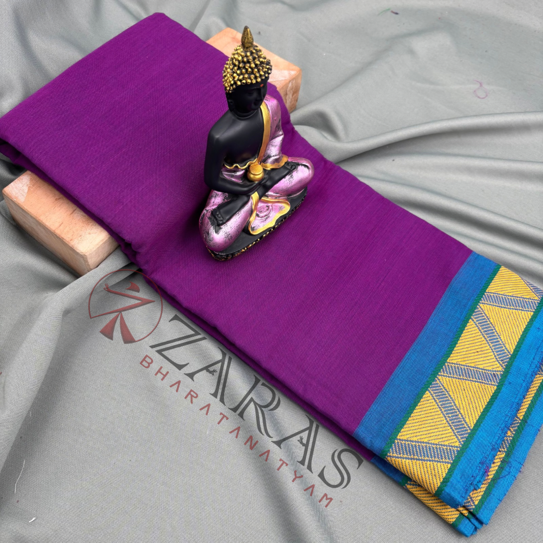 Bharatanatyam Dance Practice Saree - Purple Y Triangle Border image 0